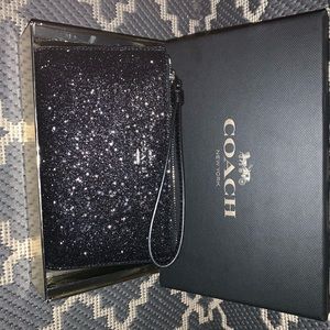 Coach Black Glitter Wristlet